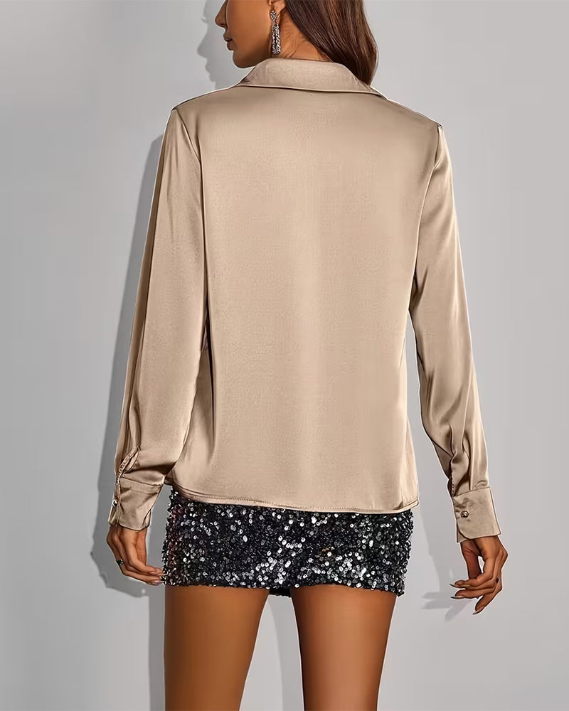 Chic Solid Color Long Sleeve Shirt