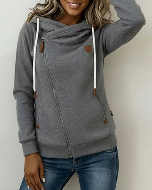 Casual Long-Sleeve Sweatshirt with Drawstring