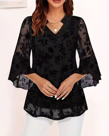 Chic Bell Sleeve Blouse with Elegant Design