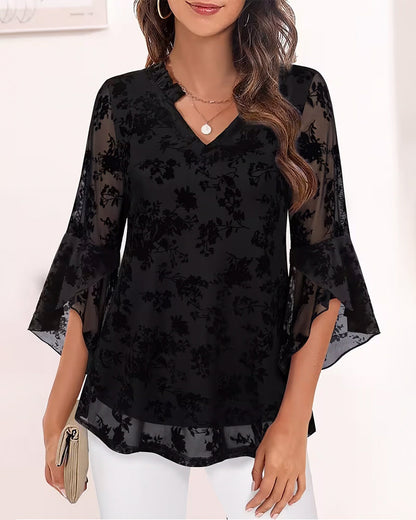 Chic Bell Sleeve Blouse with Elegant Design