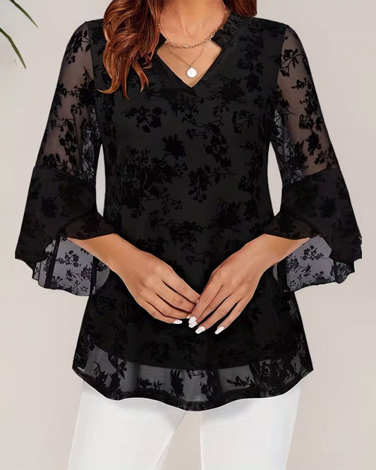 Chic Bell Sleeve Blouse with Elegant Design
