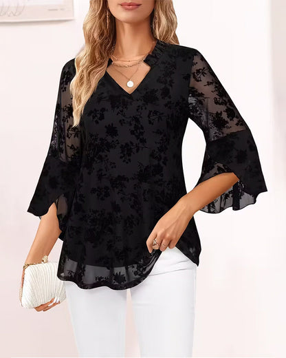 Chic Bell Sleeve Blouse with Elegant Design