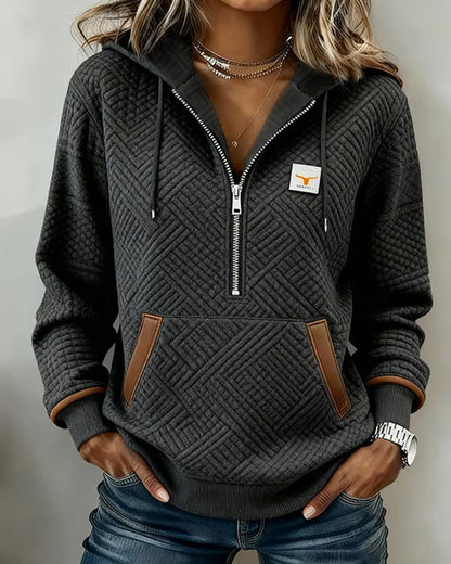 Casual Long-Sleeve Jacquard Hoodie