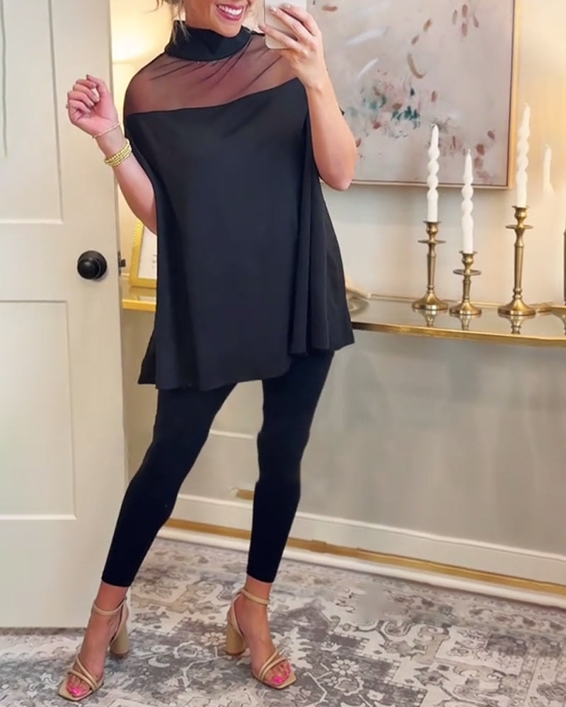 Chic Mesh Patchwork Elegant Tee