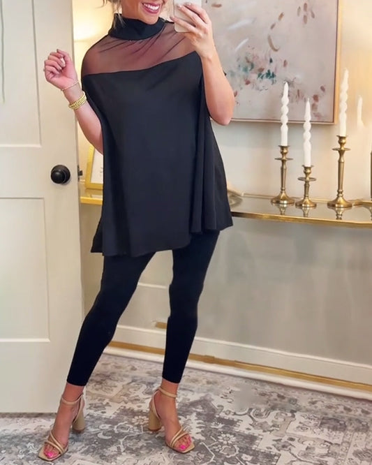 Chic Mesh Patchwork Elegant Tee