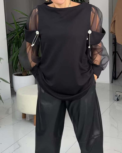 Chic Long-Sleeved Mesh Top