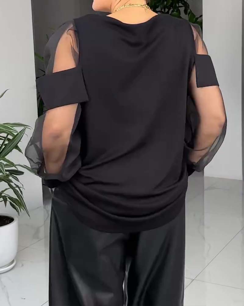 Chic Long-Sleeved Mesh Top