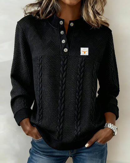 Casual Long-Sleeve Jacquard Sweatshirt