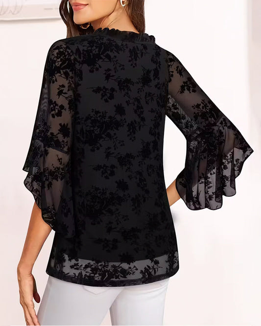 Chic Bell Sleeve Blouse with Elegant Design