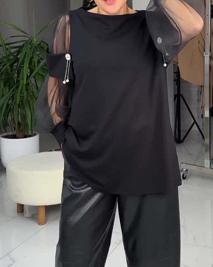 Chic Long-Sleeved Mesh Top