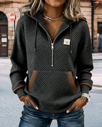 Casual Long-Sleeve Jacquard Hoodie